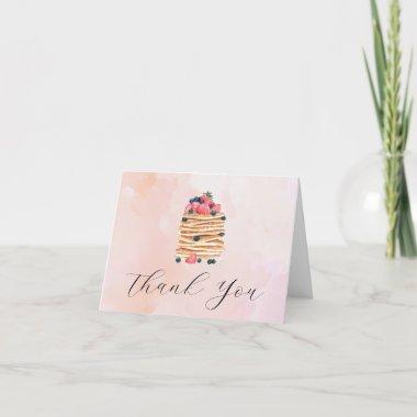 Watercolor Pancakes Pink Blank Inside Thank You Invitations