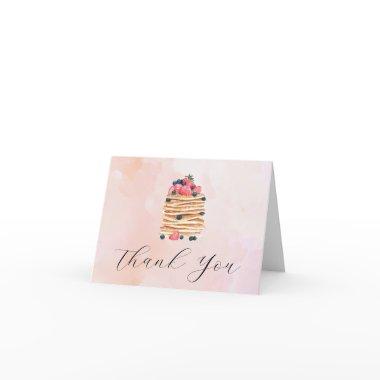 Watercolor Pancakes Pink Blank Inside Thank You