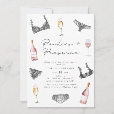 Watercolor Panties & Prosecco Bridal Shower Invitations
