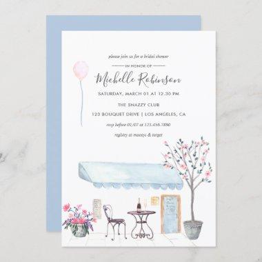 Watercolor Paris themed Bridal Shower Invitations