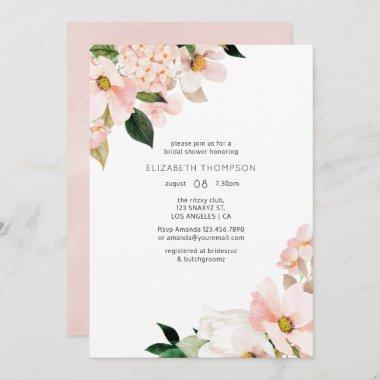 Watercolor Pastel Blush Pink Floral Bridal Shower Invitations