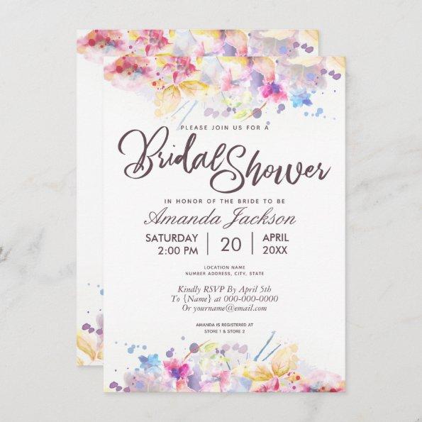 Watercolor Pastel Floral Bridal Shower Invitations