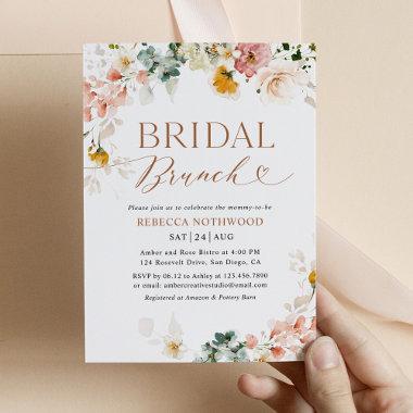 Watercolor Pastel Flowers Bridal Brunch Invitations