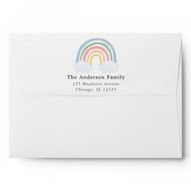 Watercolor pastel rainbow white envelopes Invitations