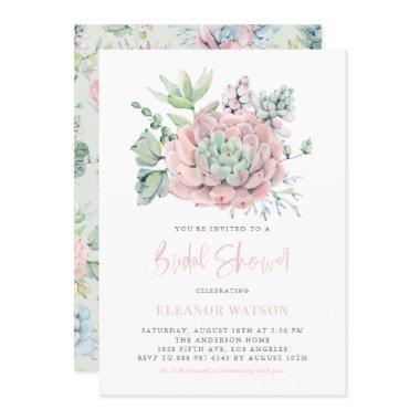 Watercolor Pastel Succulents Bridal Shower Invitations