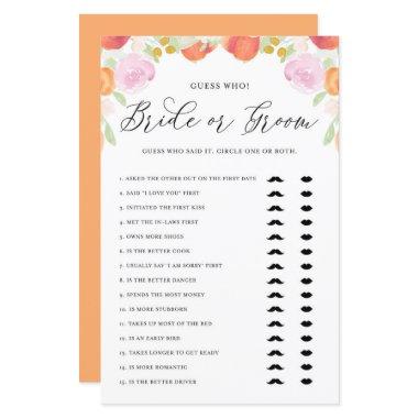 Watercolor Peaches Guess Who Bride or Groom Game