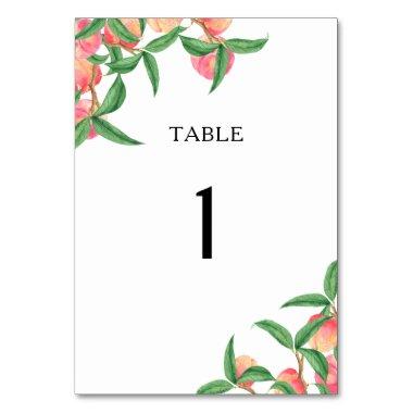 Watercolor peaches - wedding table number