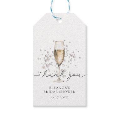 Watercolor Pearls & Prosecco Bridal Shower Gift Tags