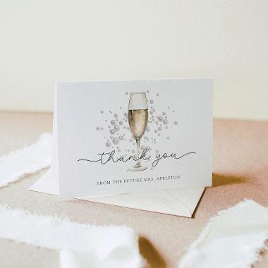 Watercolor Pearls & Prosecco Bridal Shower Thank You Invitations