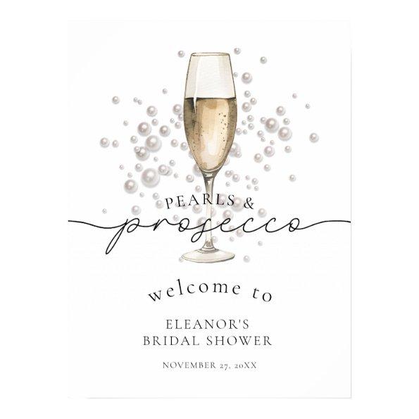 Watercolor Pearls.& Prosecco  Welcome Poster