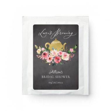 Watercolor Peony Floral Bridal Shower Tea Bag Drin Tea Bag Drink Mix