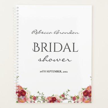 Watercolor Peony Flower Floral Bridal shower Planner