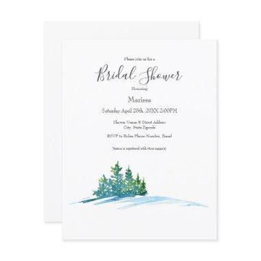 Watercolor Pine Trees Snowscape