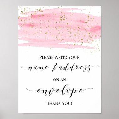Watercolor Pink and Gold Address An Envelope Sign
