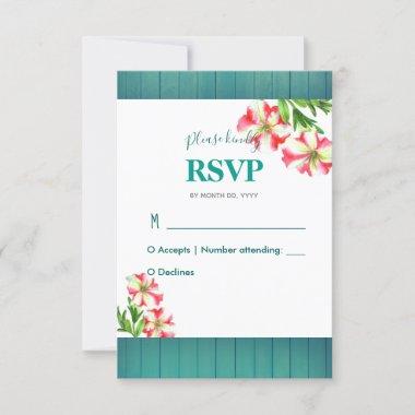 Watercolor Pink and White Petunias Respond RSVP