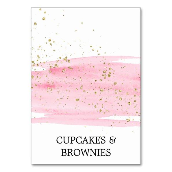 Watercolor Pink Blush and Gold Food Tent Invitations
