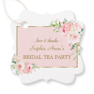 Watercolor Pink Blush Floral Gold Bridal Tea Party Favor Tags