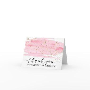 Watercolor Pink Blush & Gold Future Mrs Thank You