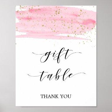 Watercolor Pink Blush & Gold Gift Table Sign