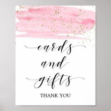 Watercolor Pink Blush & Gold Sparkle Invitations & Gifts Poster