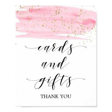 Watercolor Pink Blush & Gold Sparkle Invitations & Gifts Poster