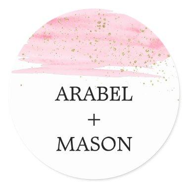 Watercolor Pink Blush & Gold Wedding Envelope Seal