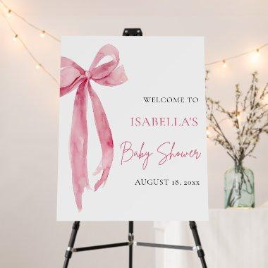 Watercolor Pink Bow Coquette Baby Shower Welcome Foam Board