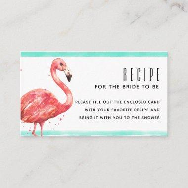 Watercolor Pink Flamingo Recipe for the Bride Enclosure Invitations