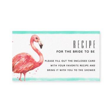 Watercolor Pink Flamingo Recipe for the Bride Enclosure Invitations