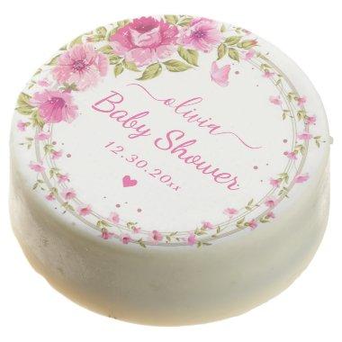 Watercolor Pink Floral Baby Shower  C Chocolate Covered Oreo