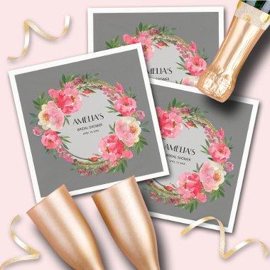 Watercolor Pink Floral  Napkins