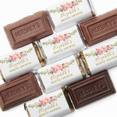 Watercolor Pink Floral Gold Bridal Shower Hershey's Miniatures
