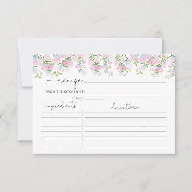Watercolor Pink Floral Shower Recipe Invitations