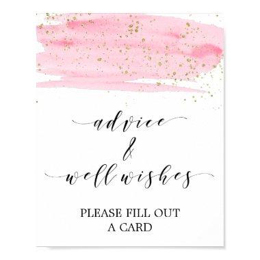 Watercolor Pink & Gold Advice and Well Wishes Sign