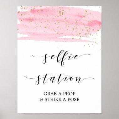 Watercolor Pink & Gold Selfie Station Sign