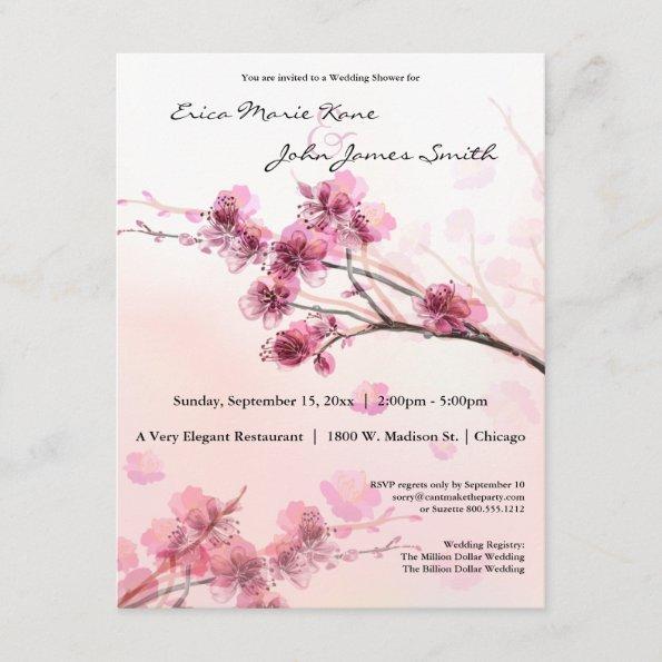 Watercolor Pink Hibiscus Wedding Shower Invite