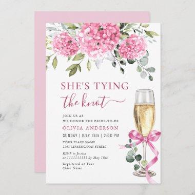 Watercolor Pink Hydrangea Bridal Shower Invitations