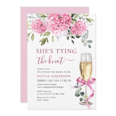 Watercolor Pink Hydrangea Bridal Shower Invitations