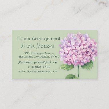 Watercolor pink Hydrangea flower Business Invitations
