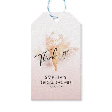 Watercolor Pink Ice Cream Bridal Shower Favors Gi Gift Tags