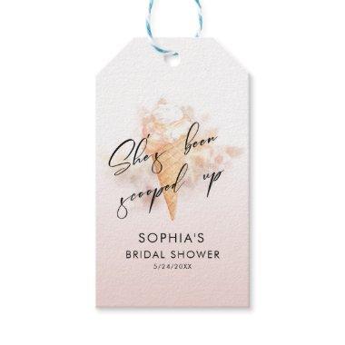 Watercolor Pink Ice Cream Bridal Shower Favors Gift Tags