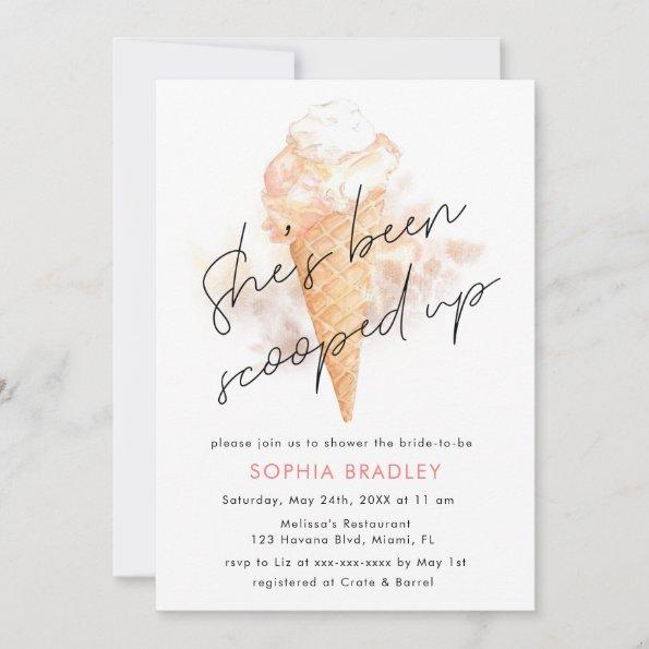 Watercolor Pink Ice Cream Bridal Shower Invitations
