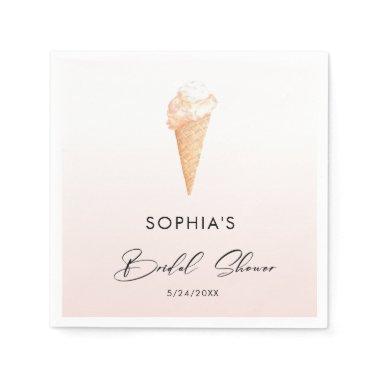 Watercolor Pink Ice Cream Bridal Shower Napkins