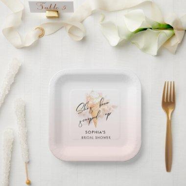 Watercolor Pink Ice Cream Bridal Shower Paper Plates