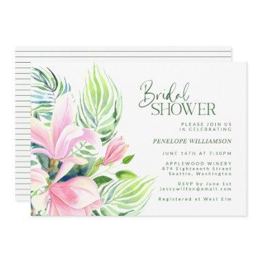 Watercolor Pink Magnolia Flower