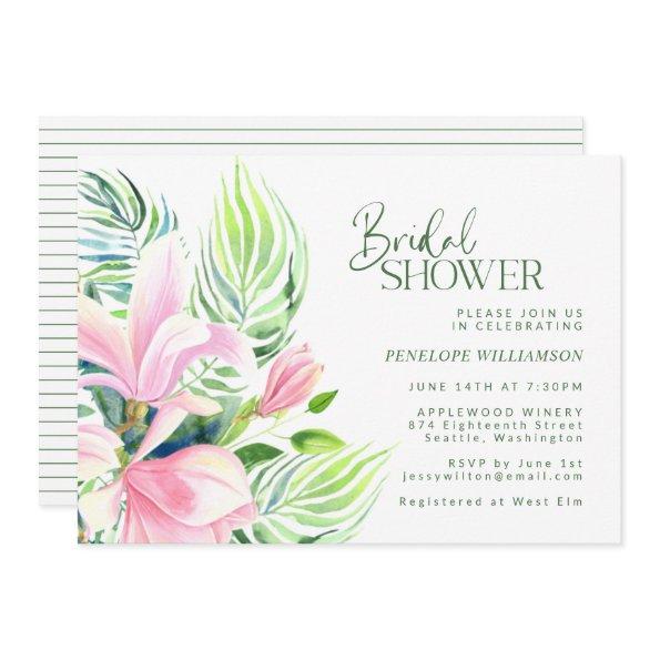 Watercolor Pink Magnolia Flower
