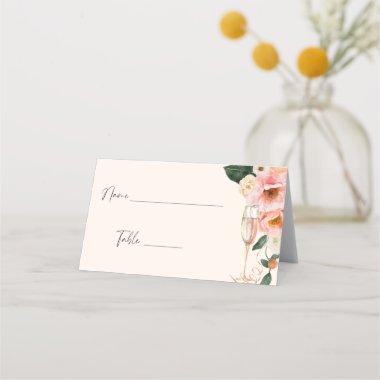 Watercolor Pink Peach Floral Champagne Place Invitations