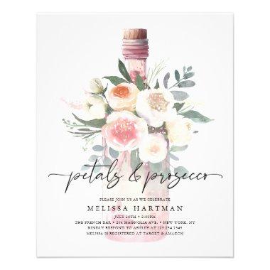 Watercolor Pink Petals & Prosecco Bridal Shower Flyer