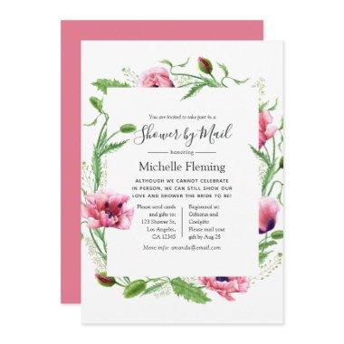 Watercolor Pink Poppies Wedding Invitations