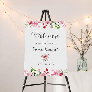 Watercolor Pink Red Roses Bridal Shower Welcome Foam Board